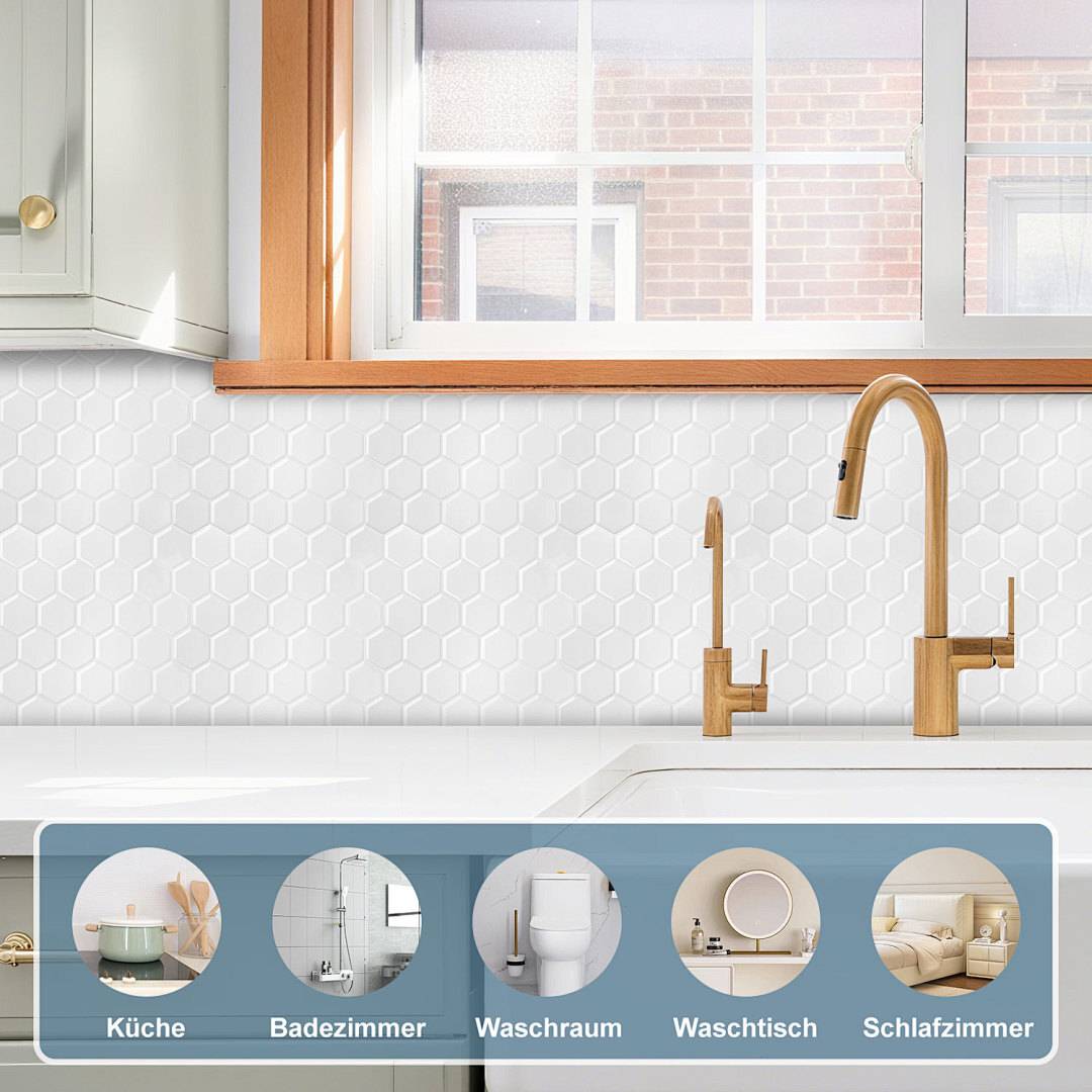 Fliesenaufkleber 30x30cm Fliesen-Folie 10 Stück Deko selbstklebende Klebefliesen Weiß für Küche Bad Wohnzimmer Zimmer