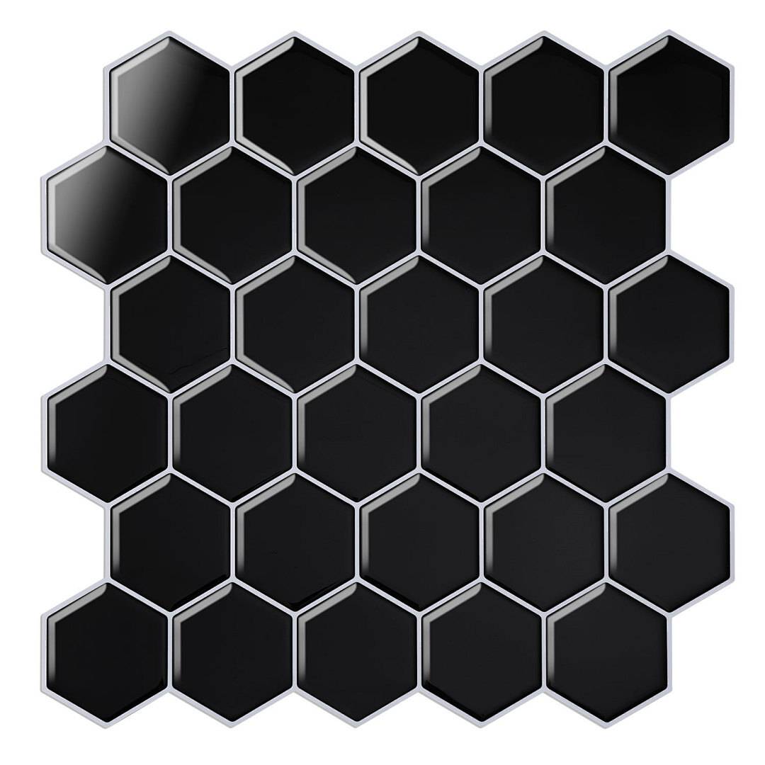 Fliesenaufkleber 30x30cm Fliesen-Folie 10 Stück Deko selbstklebende Klebefliesen Schwarz für Küche Bad Wohnzimmer Zimmer