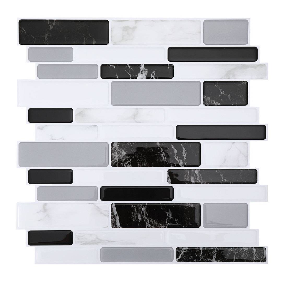 Fliesenaufkleber 30x30cm Fliesen-Folie 10 Stück Deko selbstklebende Klebefliesen Dunkelgrau für Küche Bad Wohnzimmer Zimmer