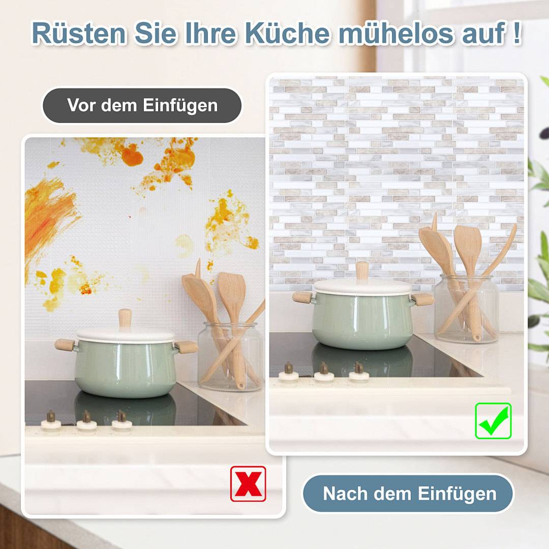 Fliesenaufkleber 30x30cm Fliesen-Folie 10 Stück Deko selbstklebende Klebefliesen Weißbraun für Küche Bad Wohnzimmer Zimmer