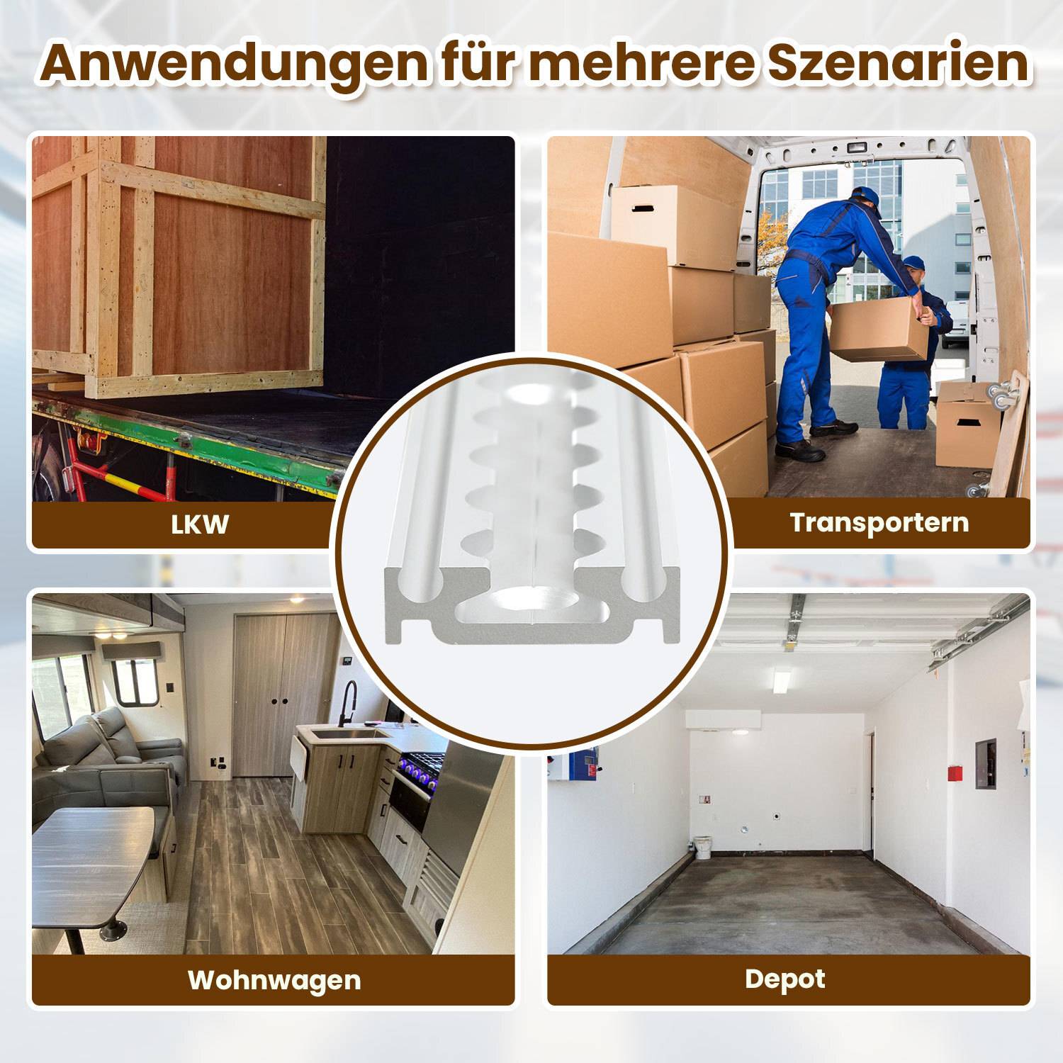 Wohnmobil Zubehör, 1m Aluminium Airlineschiene Zurrösen mit16 Einfach Fitting