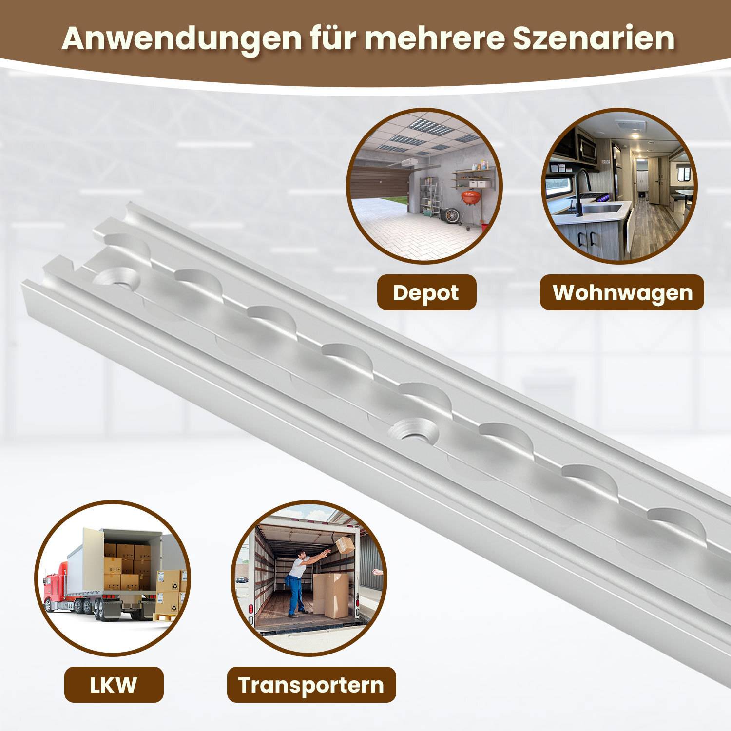 Wohnmobil Zubehör, 1m Aluminium Airlineschiene Zurrösen mit 24 Einfach Fitting
