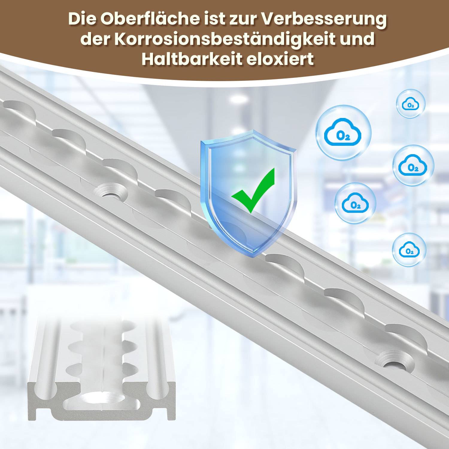 Wohnmobil Zubehör, 1m Aluminium Airlineschiene Zurrösen mit 8 Einfach Fitting