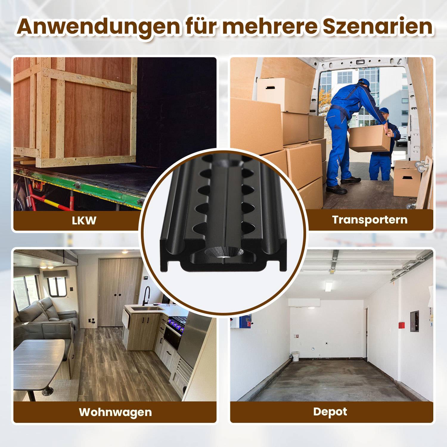 Airlineschiene Zurrschiene vierkant Set Single Fitting Endkappen Endfitting 8 x1 Meter Set