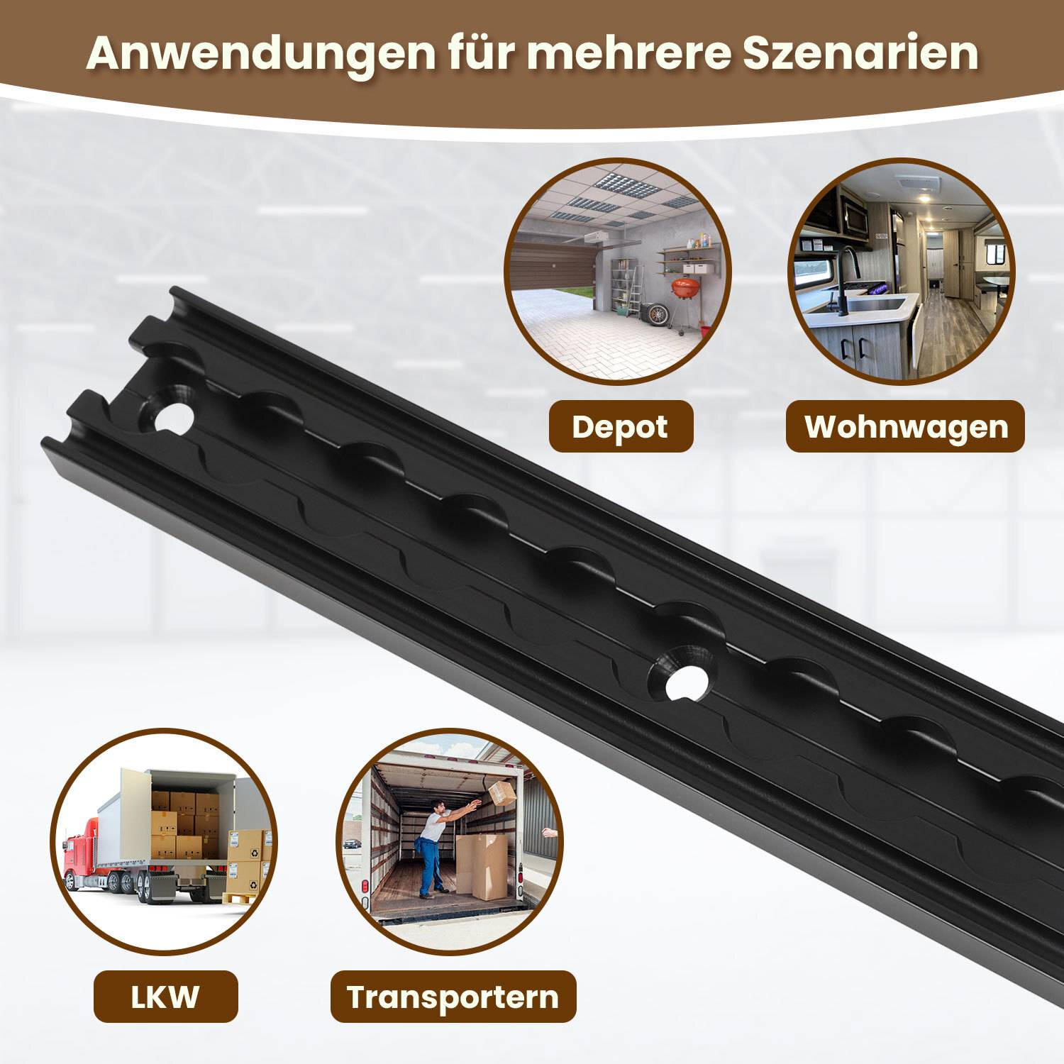 Airlineschiene Zurrschiene vierkant Set Single Fitting Endkappen Endfitting 4 x1 Meter Set