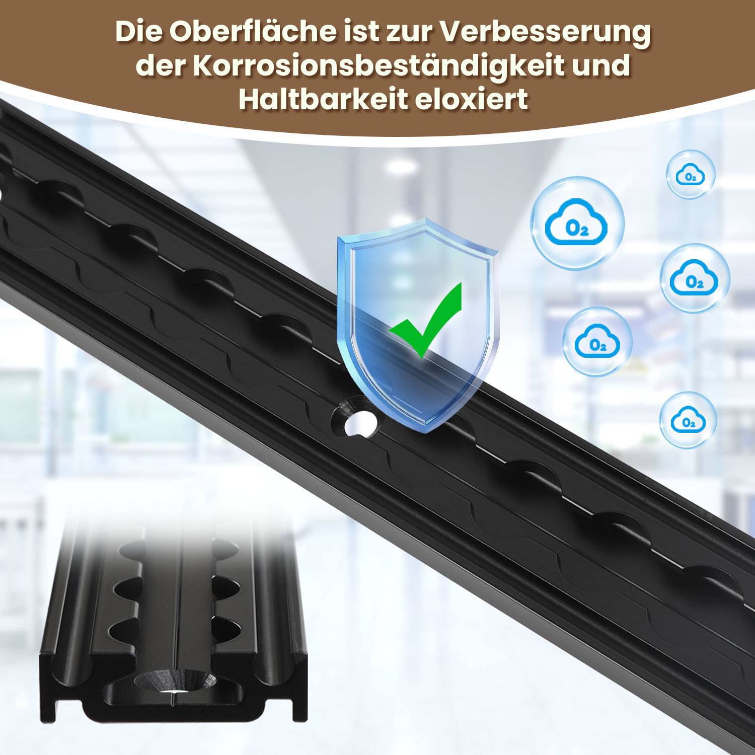 Airlineschiene Zurrschiene vierkant Set Single Fitting Endkappen Endfitting 8 x1 Meter Set