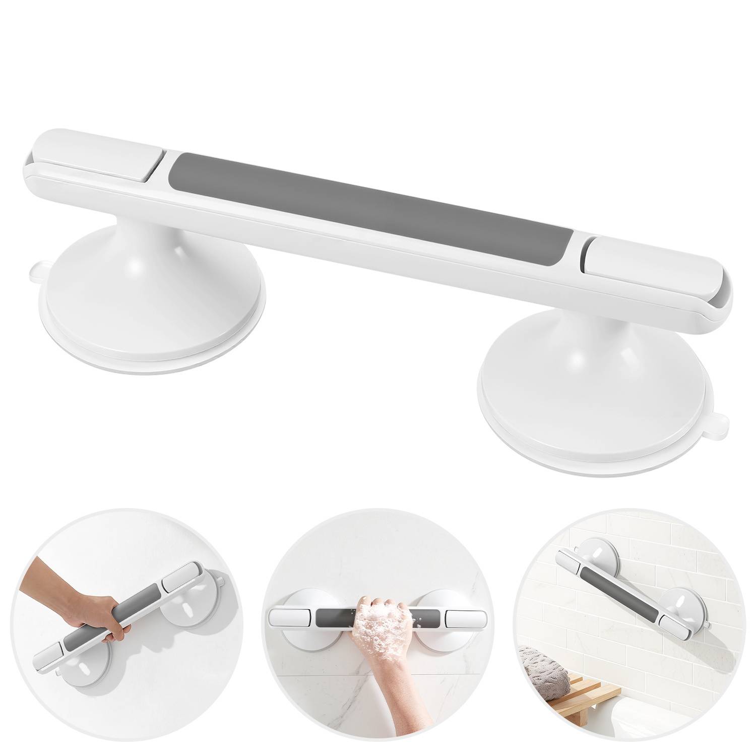 Wannengriff Griffstangen, Haltegriffe mit Saugnapf, Tragbare Kunststoff Badewannengriff für Ältere Menschen, Ohne Bohren, Anti-Rutsch