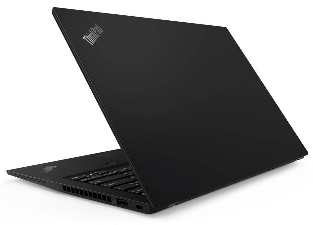 Ein geschlossener schwarzer Laptop mit dem 'ThinkPad' Logo in der Ecke des Deckels, der ein schlankes und professionelles Design zeigt.