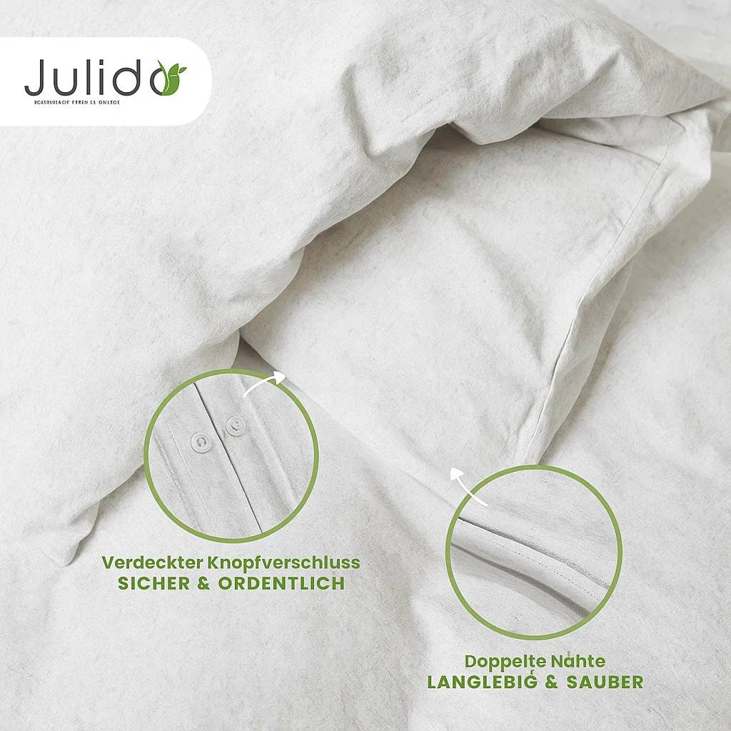 Jersey Bettwäsche 135x200cm 100% Baumwolle weich atmungsaktiv Hellgrau Melange