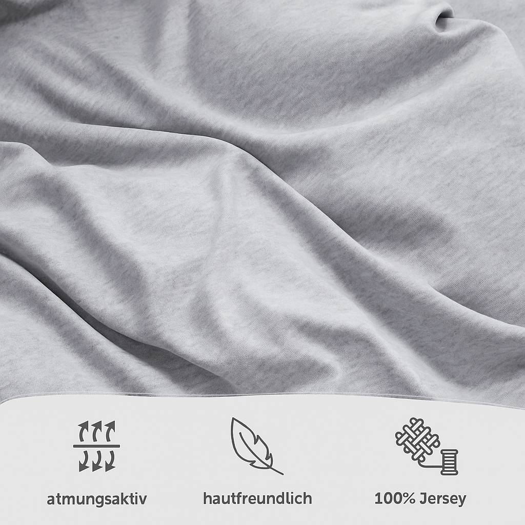 Jersey Bettwäsche 135x200cm 100% Baumwolle weich atmungsaktiv Hellgrau Melange