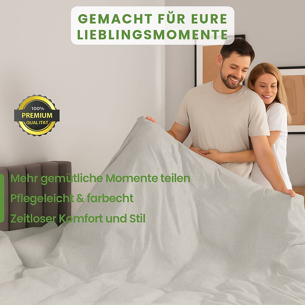 Jersey Bettwäsche 135x200cm 100% Baumwolle weich atmungsaktiv Hellgrau Melange