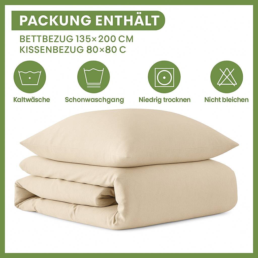 Julido Jersey Bettwäsche 135x200cm 100% Baumwolle weich atmungsaktiv Taupe