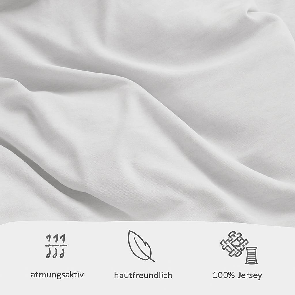 Julido Jersey Bettwäsche 135x200cm 100% Baumwolle weich atmungsaktiv Hellgrau