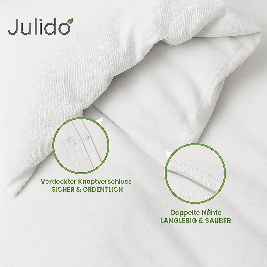 Julido Jersey Bettwäsche 135x200cm 100% Baumwolle weich atmungsaktiv Hellgrau