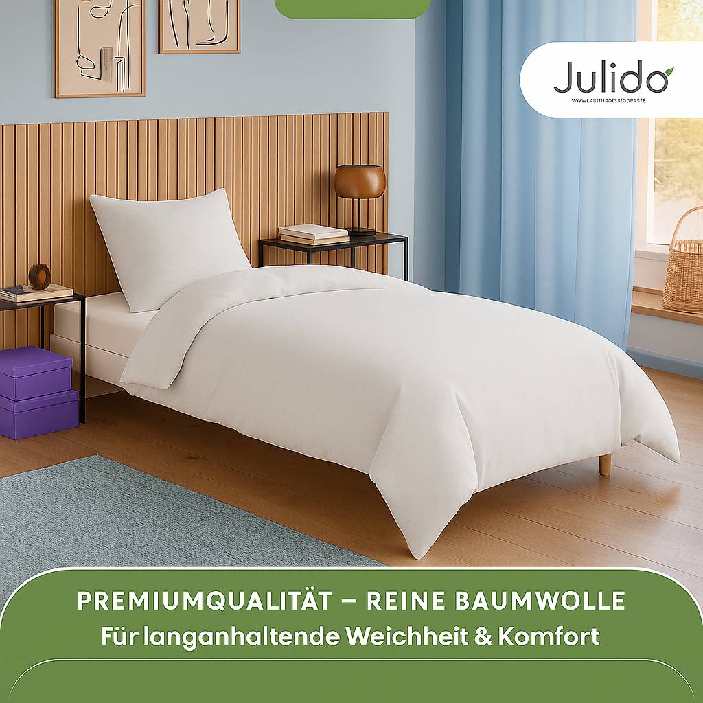 Julido Jersey Bettwäsche 135x200cm 100% Baumwolle weich atmungsaktiv Hellgrau