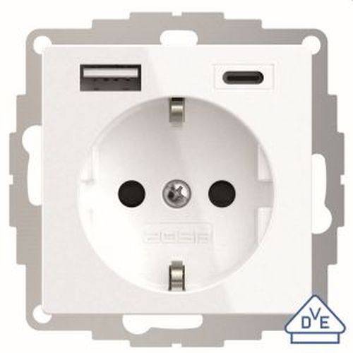 2USB-Steckdose inCharge Pro55 449511 reinweiß glänzend, USB A/C, 55x55mm