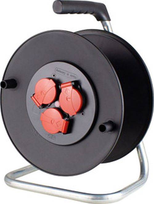 Kunststoff-Sicherheits-Leertrommel 3xSSD m.Klappd./für 50m Kabel