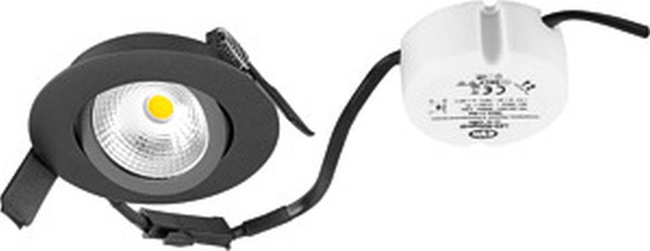 EVN LED-Deckeneinbauleuchte E44060602 6W / 3000K / 683lm / anthra./ø 83mm/dimm