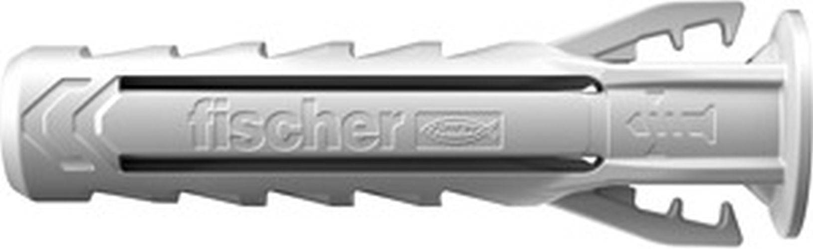 Detailaufnahme eines Metalwerkzeugs mit strukturierter Oberfläche, auf dem teilweise der Text 'fischer' zu sehen ist.