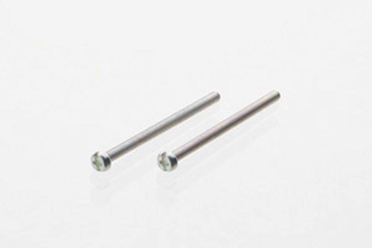 Zwei metallische Stäbe mit abgerundeten Enden, parallel auf einem neutralen Hintergrund ausgerichtet.