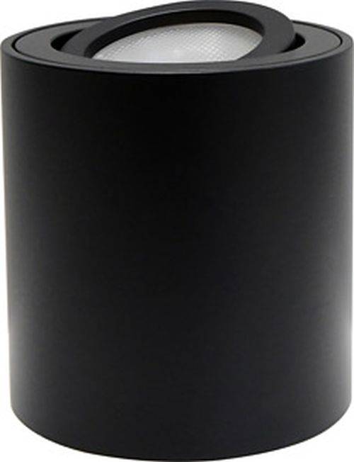 Ein schwarzer zylindrischer intelligenter Lautsprecher mit einem Netzoberteil, der wahrscheinlich für Sprachbefehle oder Musikwiedergabe verwendet wird.