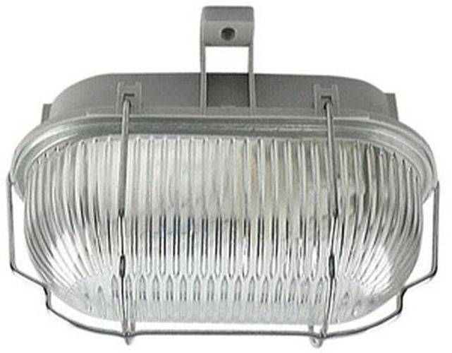 Ovalleuchte mit Metallkorb IP40/IP44 E27/42W/grau/170x125x110mm