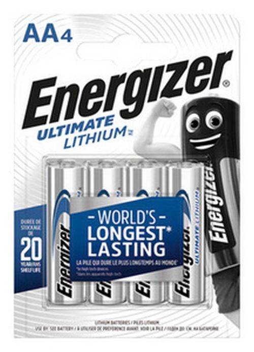 Energizer Ultimate Lithium-Batteriepack mit fünf AA-Batterien und Verpackung, die 