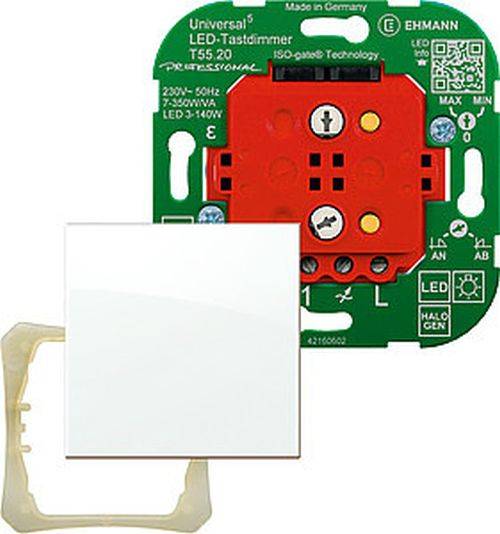 Ein roter LED-Dimmer-Schalter mit der Beschriftung 