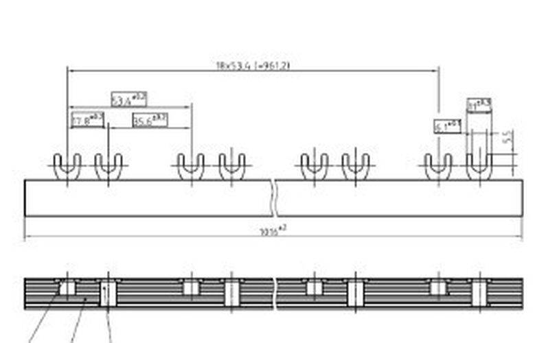 Gabel-Phasenschiene 2-pol. 221 12 28 G-2L+17,8-1000/16