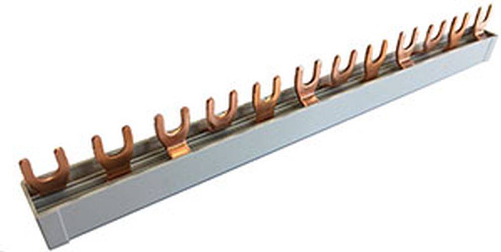 Phasenschiene Gabel 3-I isol.-T 2213307 210mm / 12TE / 10mm² / mit Endkappen