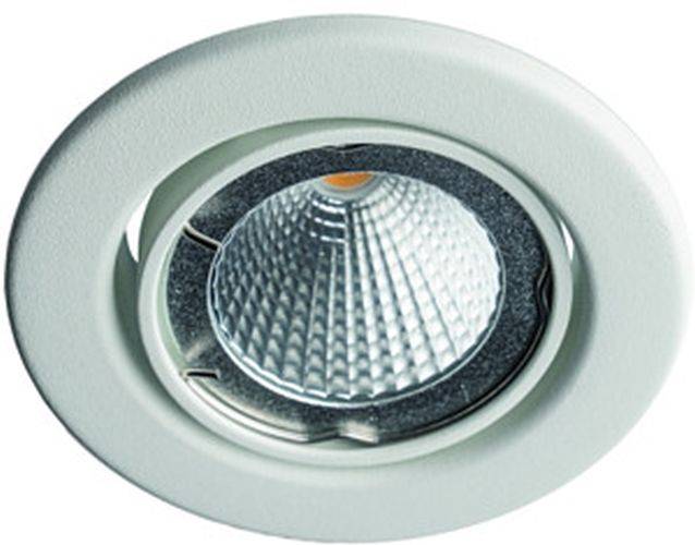 Eine eingelassene Deckenleuchte mit einem strukturierten silbernen Reflektor, konzipiert für gezielte Beleuchtung in Innenräumen.