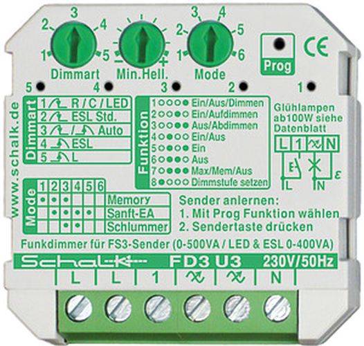 SCHALK Univ.-Funkdimmer FD3 U3 230V/0-500W/Fx3smart