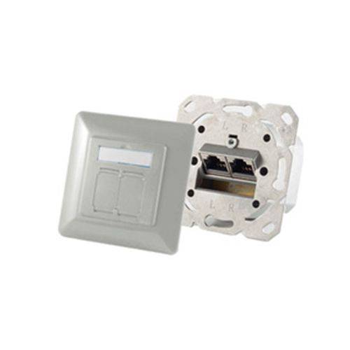 Cat.6A Netzwerkdose 2-fach 74280-W mit Zentralplatte, signal-weiss