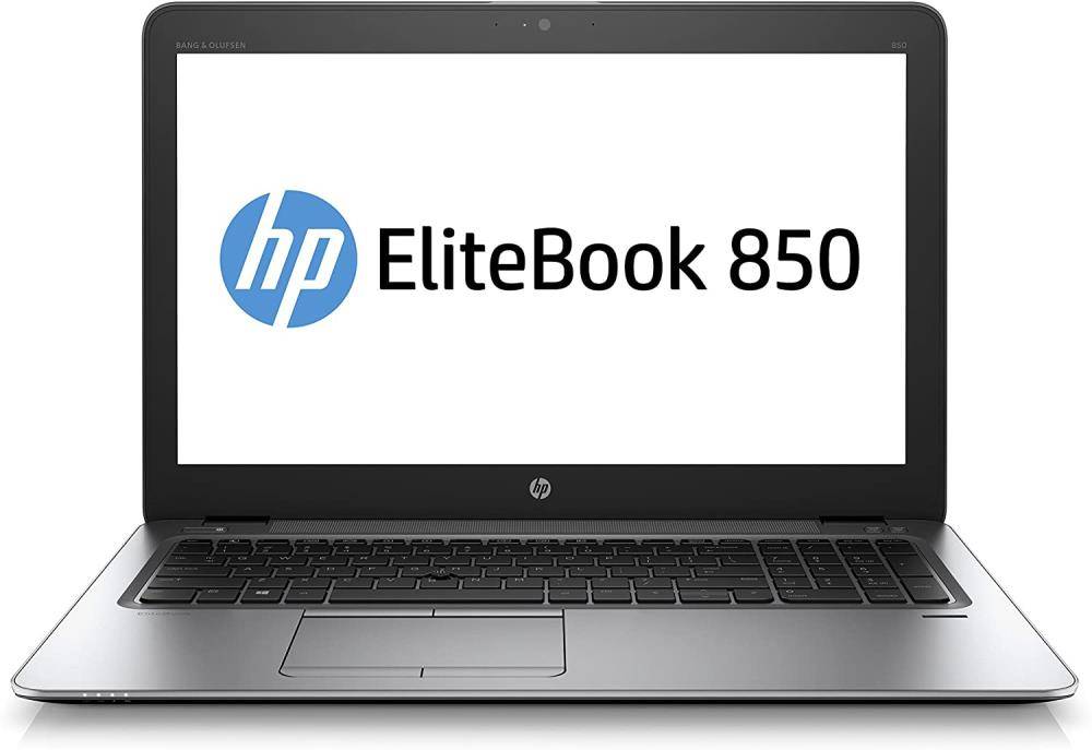 Laptop-Bildschirm zeigt 'HP EliteBook 850' mit HP-Logo.