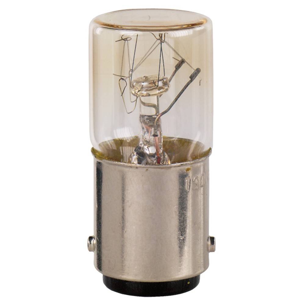 Ein Nahaufnahme-Bild einer kleinen, transparenten Glühbirne mit silberner Metallfassung, die ihre interne Fadenstruktur zeigt.