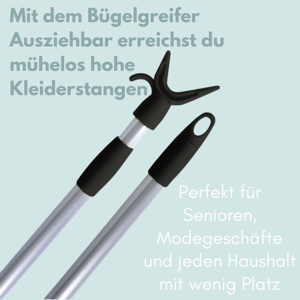 2er Set Teleskopstange mit Haken Aufhängehilfe Kleidergreifer Schrank Stange Stockhaken Bügelgreifer Ausziehbar Bedienstab Ziehstab für Bodentreppe