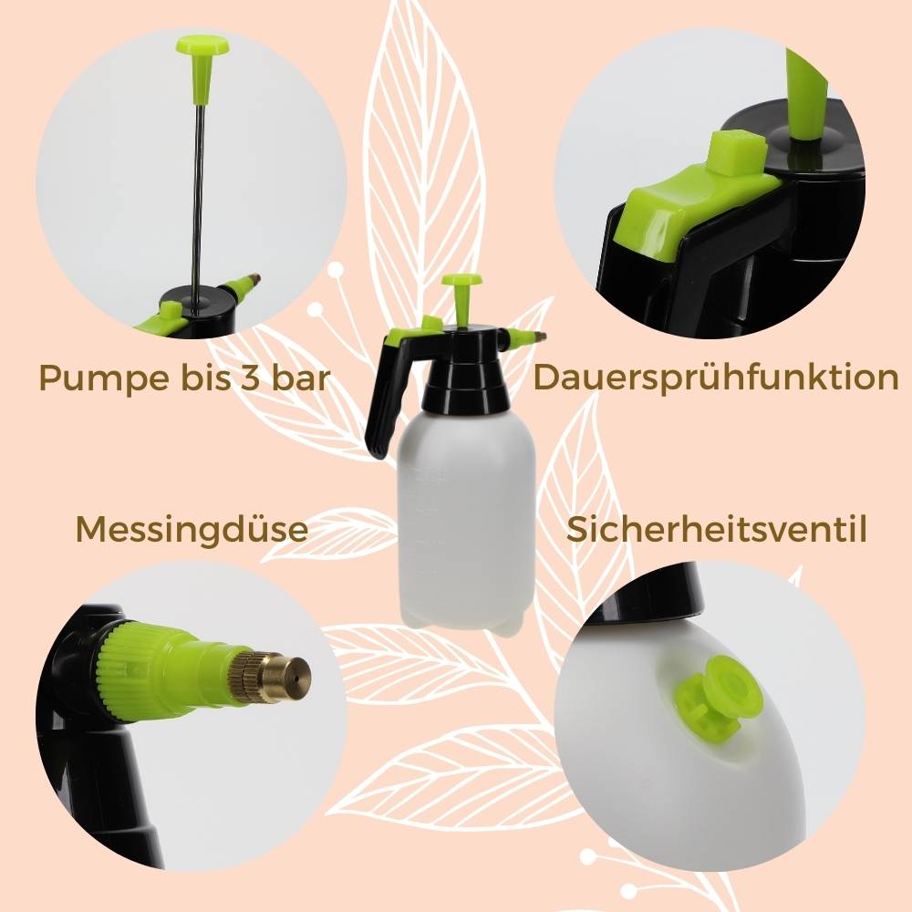 2er Set Drucksprüher 1,5 L Pumpsprühflasche Sprühflasche Pflanzen Drucksprühgerät Pumpflasche Pflanzensprüher Wassersprüher Sprühflasche Pumps