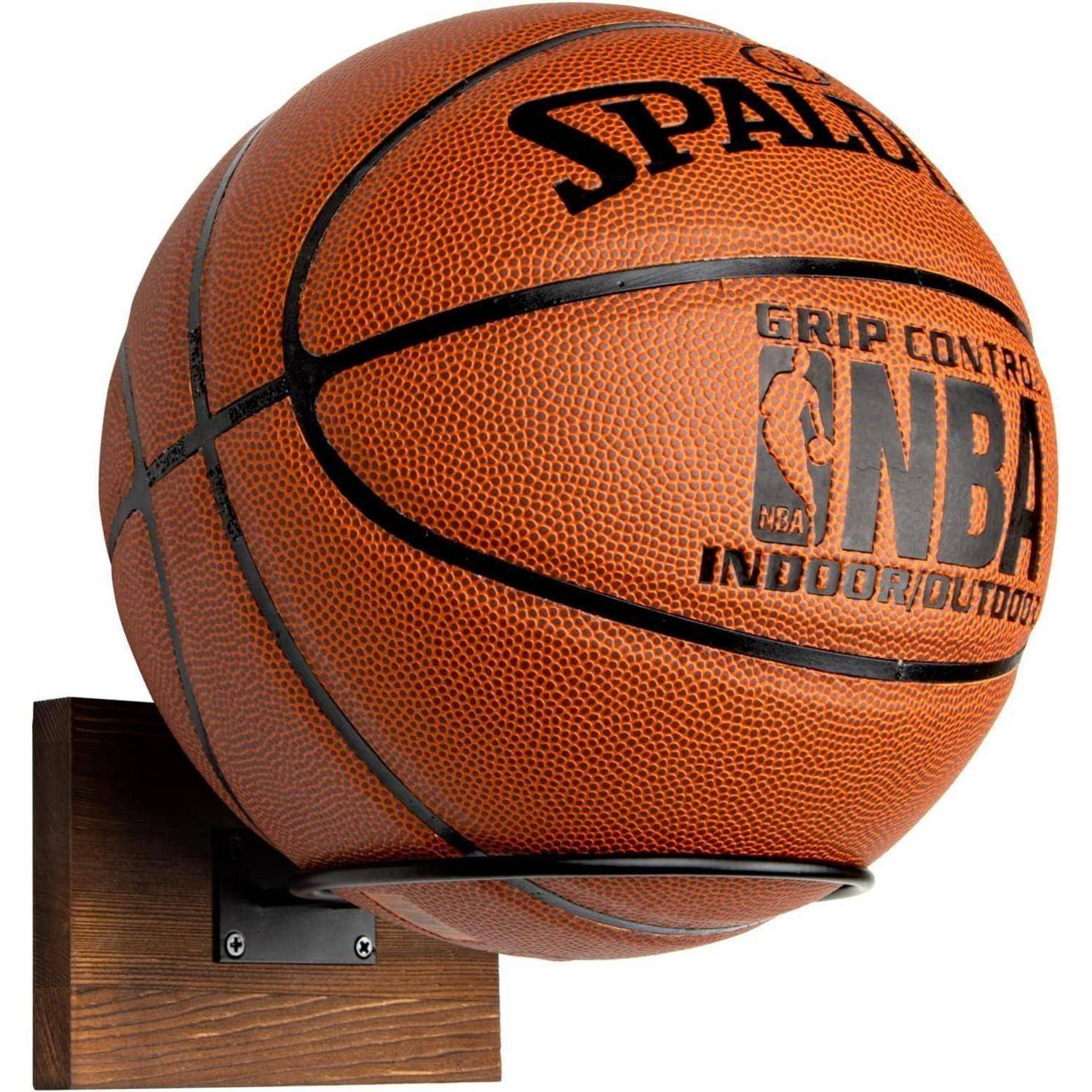 Wand Ballhalter Basketball Fußball Volleyball Rugby Rustikal Braun