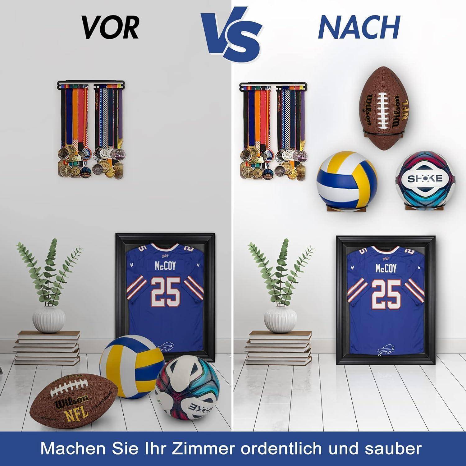 Wand Ballhalter Basketball Fußball Volleyball Rugby Rustikal Braun