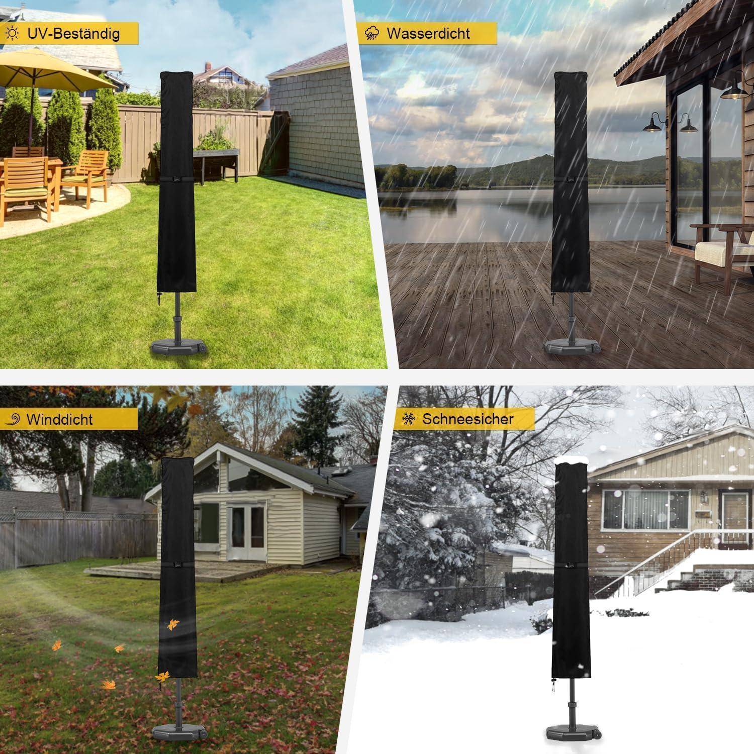 Sonnenschirm Schutzhülle wasserdicht, Ø 2m/3m, Winterfest Anti-UV