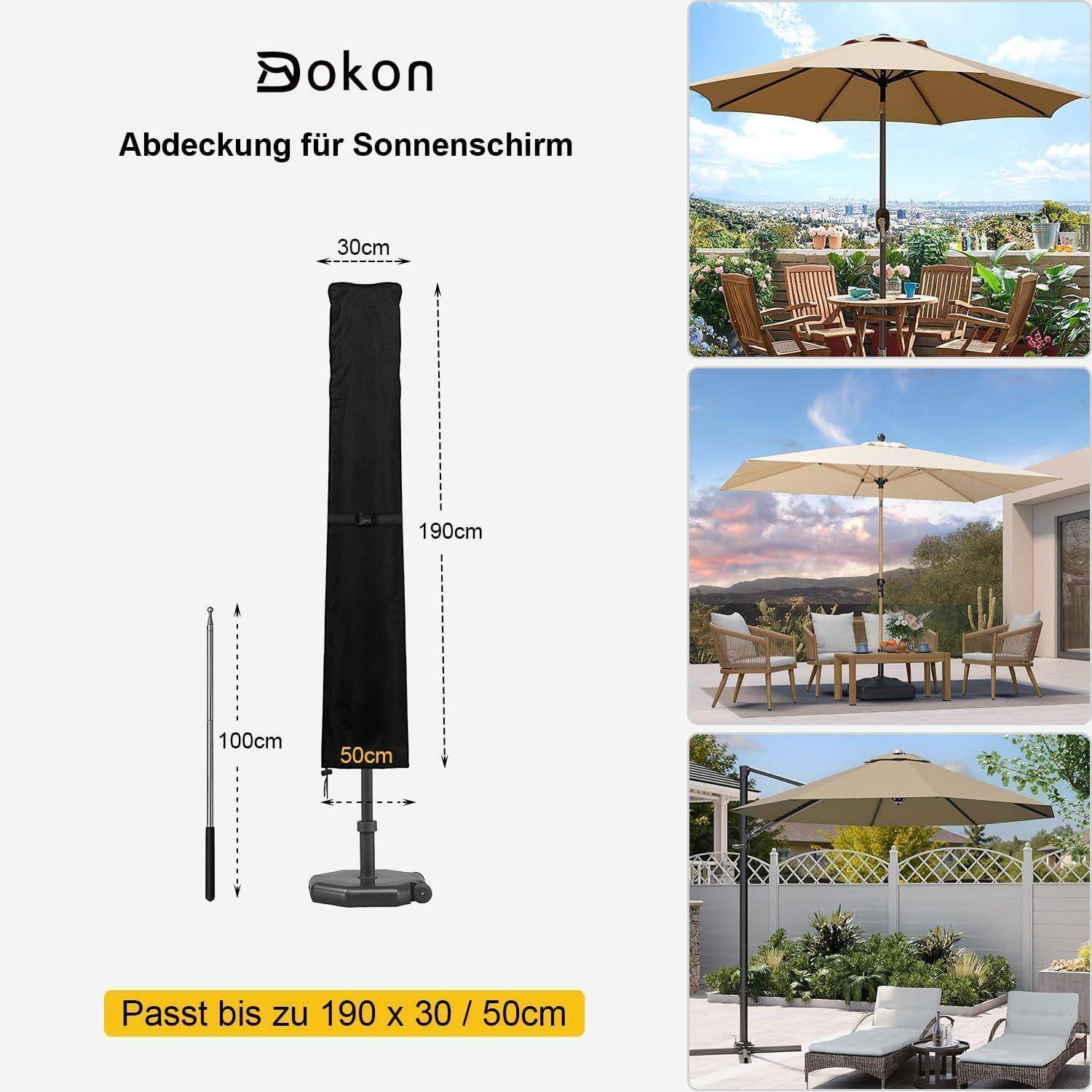 Sonnenschirm Schutzhülle wasserdicht, Ø 2m/3m, Winterfest Anti-UV
