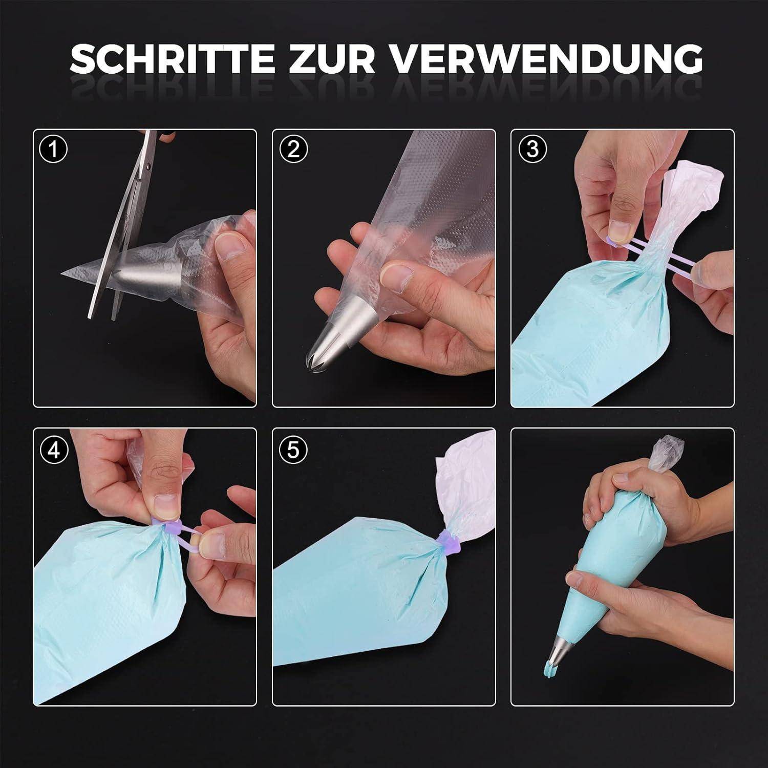 100 Stück Einweg Spritzbeutel Transparent 30x20 cm, Profi Spritzbeutel