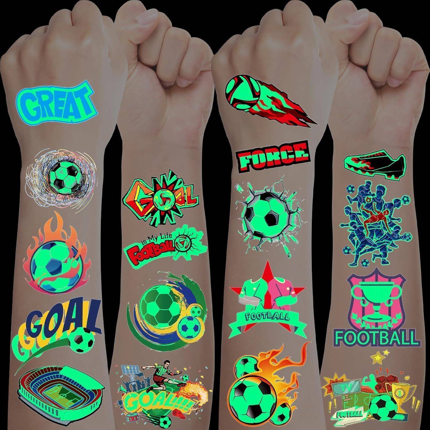 Leuchttattoos Fußball Kinder 10 Blätter Tattoo Jungen Fussball