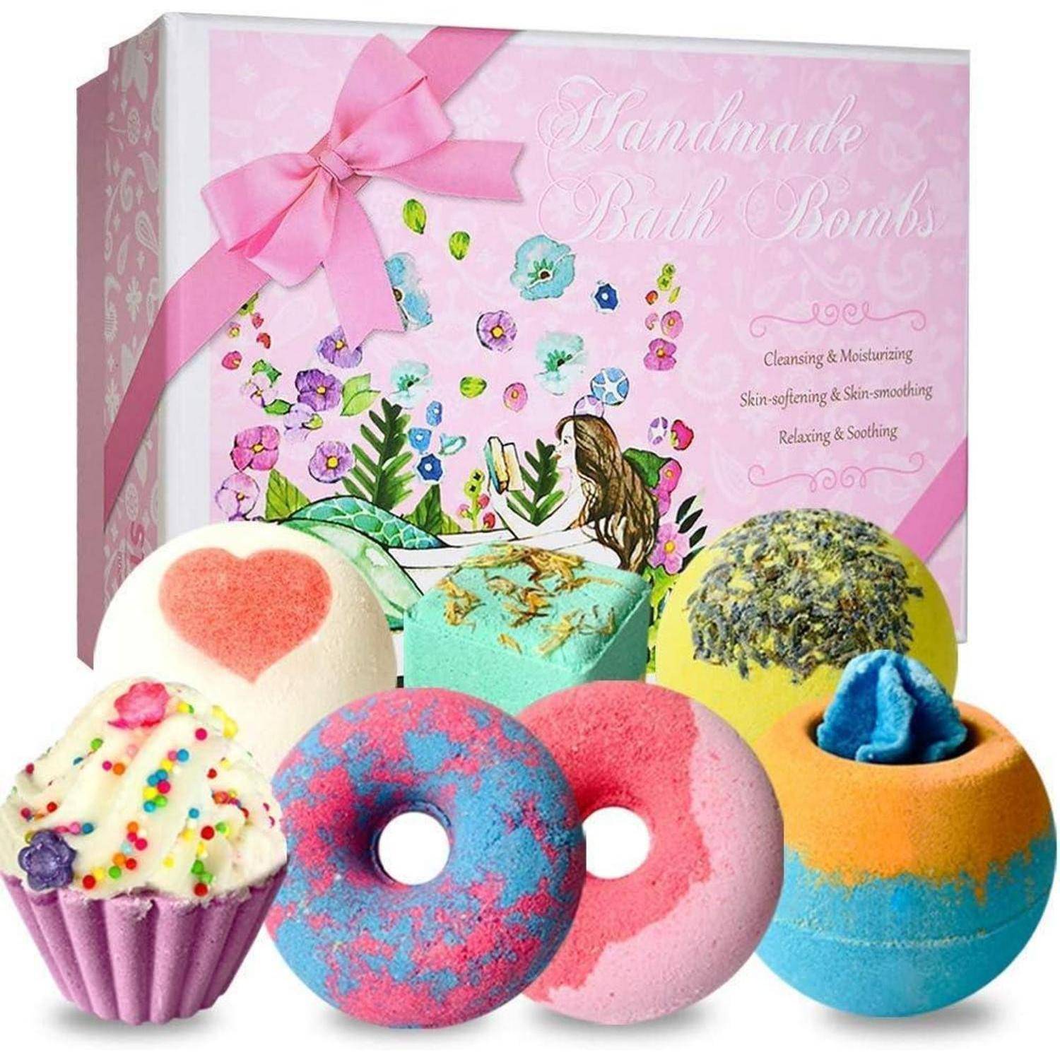 Badebomben Geschenkset 7 Düfte Natur Pur für Frauen Freundin Mutter