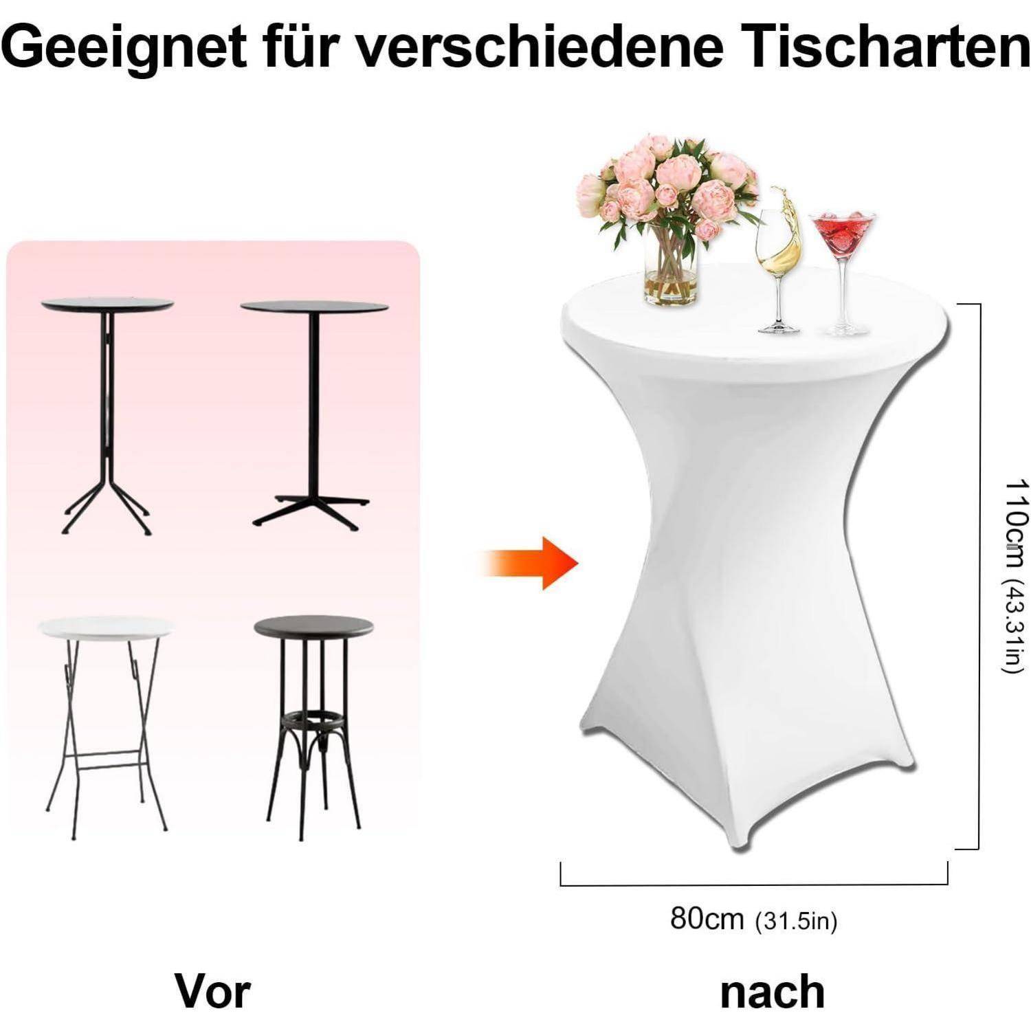 2er Pack Stretch Stehtisch Husse 80x110cm Elastisch für Bar Tisch