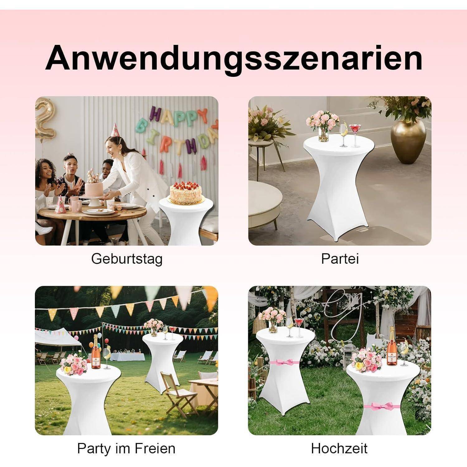 2er Pack Stretch Stehtisch Husse 80x110cm Elastisch für Bar Tisch