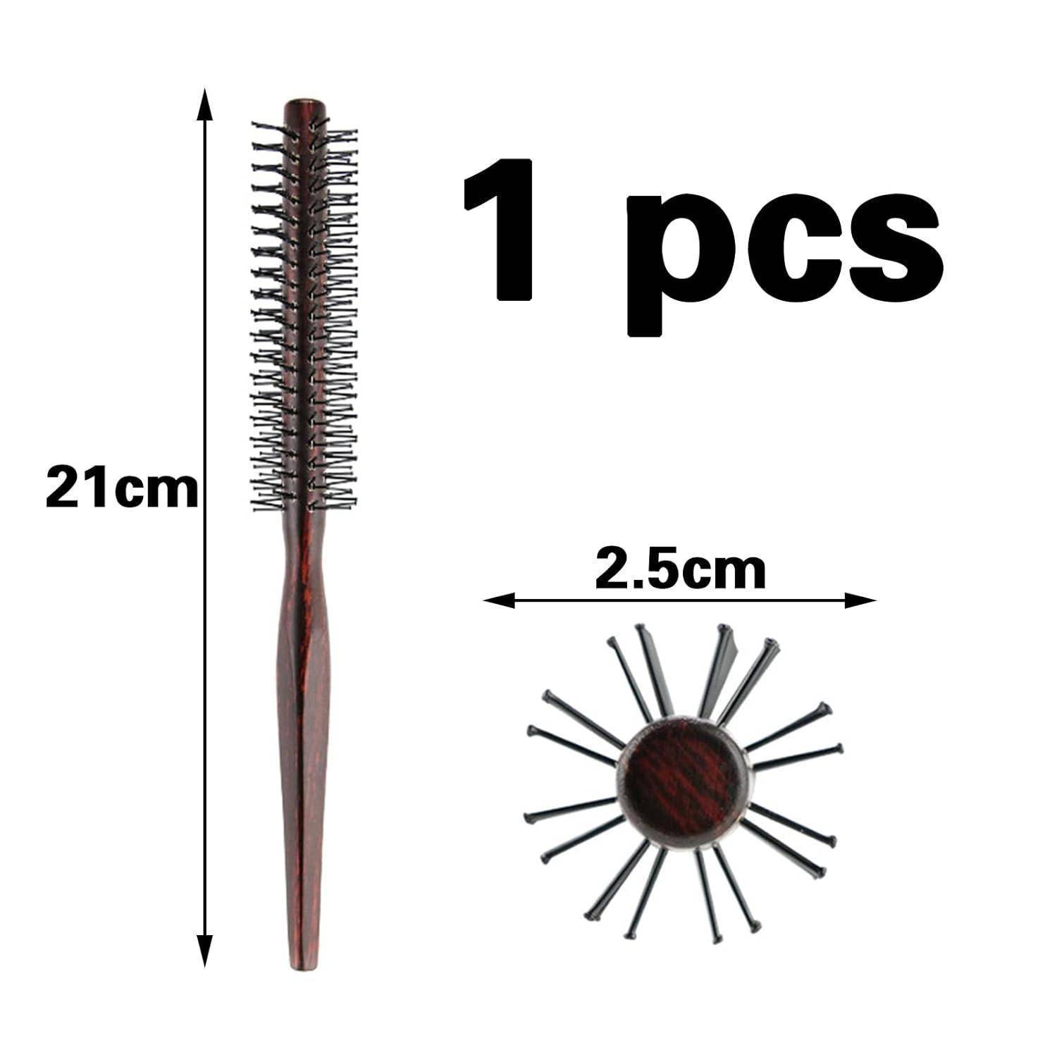 Rundes Haarbürste, 21 cm Länge mit 2,5 cm Durchmesser Kopf, abgebildet neben der Zahl '1 Stk.'.