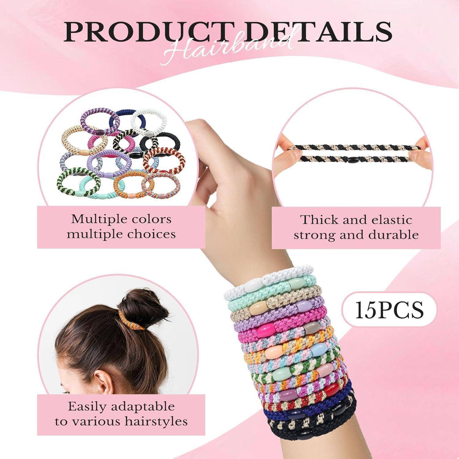 15 Stück Haargummis Elastic Hair Tie Damen Haarbänder