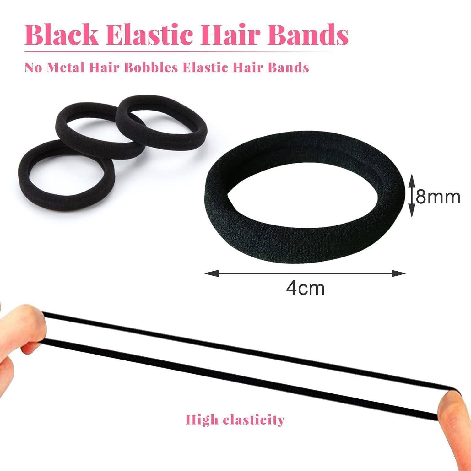 50 Stück Haargummis Schwarz Baumwolle Elastische Bobbles Pferdeschwanz