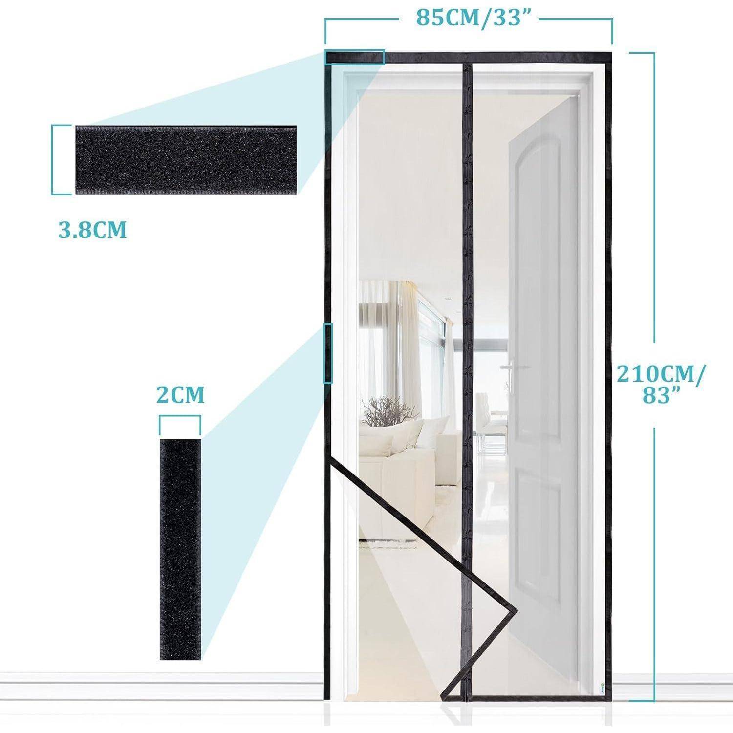 Fliegengitter Tür Magnet Insektenschutz 85x210 cm Prime Schwarz